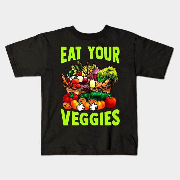 Eat Your Veggies Kids T-Shirt by PixelArt